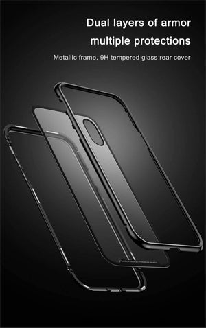 Planet Gates Black Case / For iPhone X Case Baseus Magneto Magnetic Adsorption Case For iPhone X Metal Bumper + 9H Tempered Glass Case For iPhone X Phone Cases