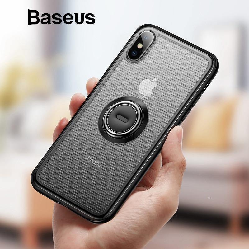 Planet Gates Black Case / For iPhone Xs 5.8 Baseus Creative Phone Case For iPhone Xs with Ring Holder Stand Matte Case For iPhone Xs Max Xs XR 2018 for Magnetic Car Holder