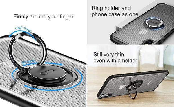 Planet Gates Black Case / For iPhone Xs 5.8 Baseus Creative Phone Case For iPhone Xs with Ring Holder Stand Matte Case For iPhone Xs Max Xs XR 2018 for Magnetic Car Holder