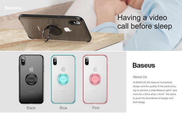 Planet Gates Black Case / For iPhone Xs 5.8 Baseus Creative Phone Case For iPhone Xs with Ring Holder Stand Matte Case For iPhone Xs Max Xs XR 2018 for Magnetic Car Holder