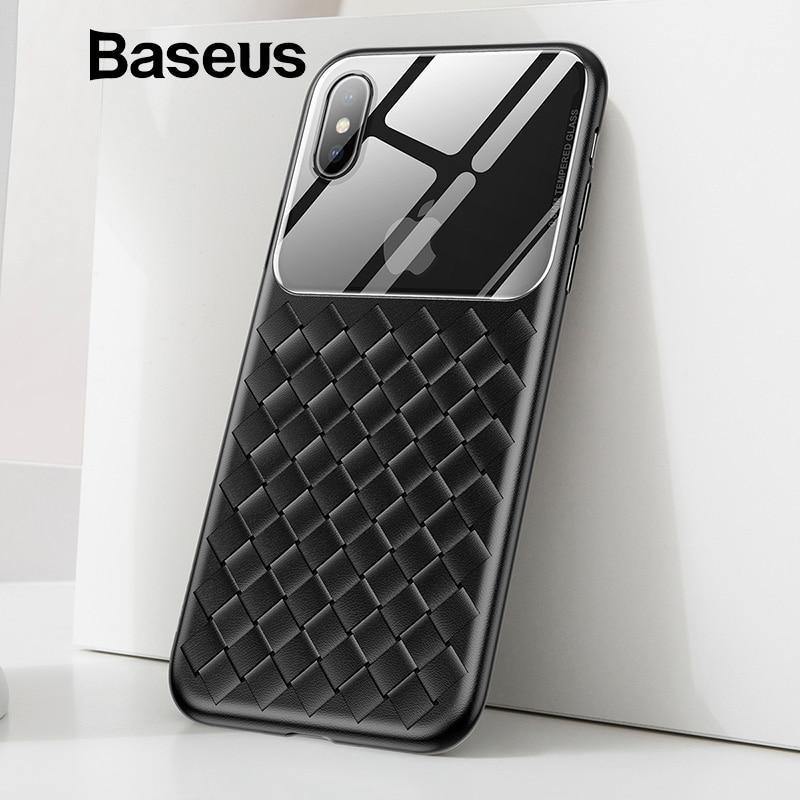 Planet Gates Black Case / For iPhone Xs 5.8 Baseus Grid Pattern Case For iPhone Xs Max Luxury Silicone + Tempered Glass Case For iPhone Xs Xs Max XR 2018 Phone Accessories