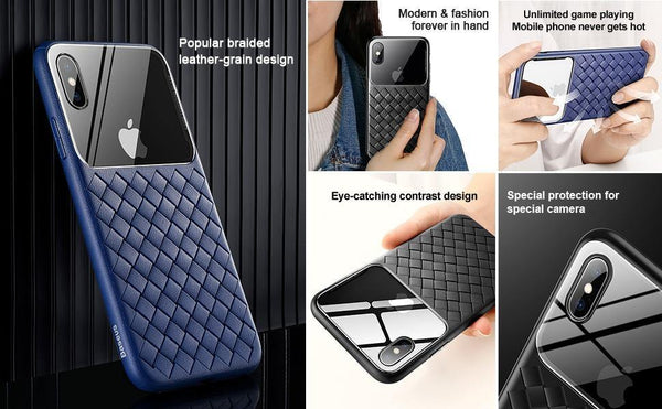 Planet Gates Black Case / For iPhone Xs 5.8 Baseus Grid Pattern Case For iPhone Xs Max Luxury Silicone + Tempered Glass Case For iPhone Xs Xs Max XR 2018 Phone Accessories