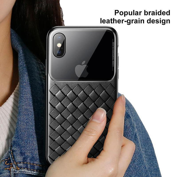 Planet Gates Black Case / For iPhone Xs 5.8 Baseus Grid Pattern Case For iPhone Xs Max Luxury Silicone + Tempered Glass Case For iPhone Xs Xs Max XR 2018 Phone Accessories