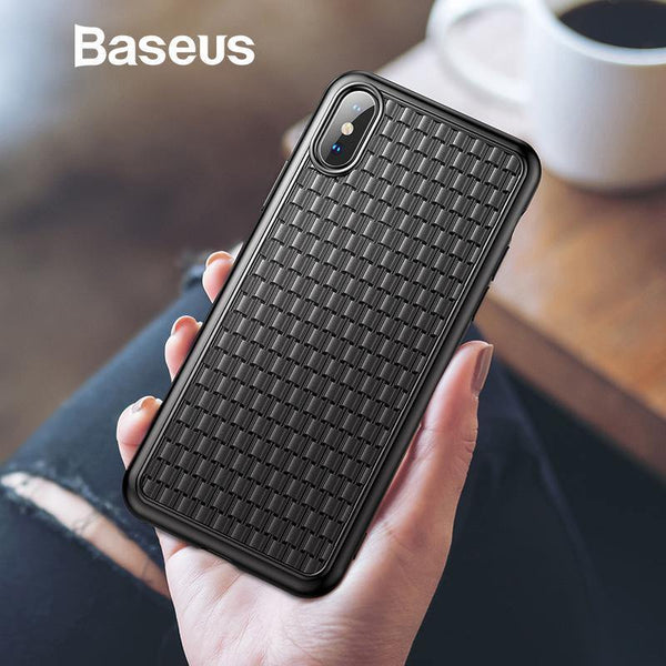 Planet Gates Black Case / For iPhone XS 5.8 Baseus Luxury Weaving Case For iPhone Xs Xs Max XR 2018 Elegant Grid Pattern Soft Silicone Phone Case For iPhone Xs XR Cover