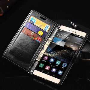 Planet Gates Black Case P8 lite TOMKAS Wallet Leather Case For Huawei P8 Lite 2015 Flip Cover Coque Phone Cases For Huawei P8 Lite 2015 With Card Holder