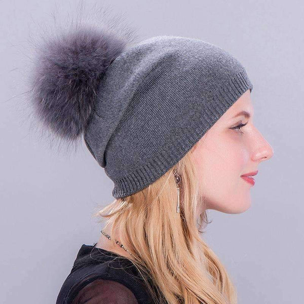 Planet Gates Black Casual Fur Pom Pom Ball Winter Cap Hat Knitted Winter Hat For Women Girl 's Knitted Beanies Hat Cap Casquette Female Beanies Cap