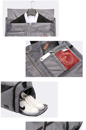 Planet Gates Black Casual Travel Bag Suit Storage Portable Waterproof Duffle Bag Dry and Wet Separation Luggage Bag