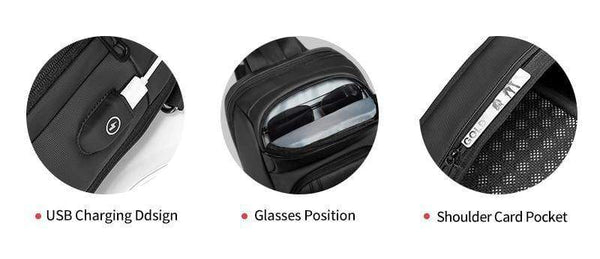 Planet Gates Black Chest Packs Men USB Charging Casual Shoulder Crossbody Bags Water Repellent Travel Messenger Bag Male n1820