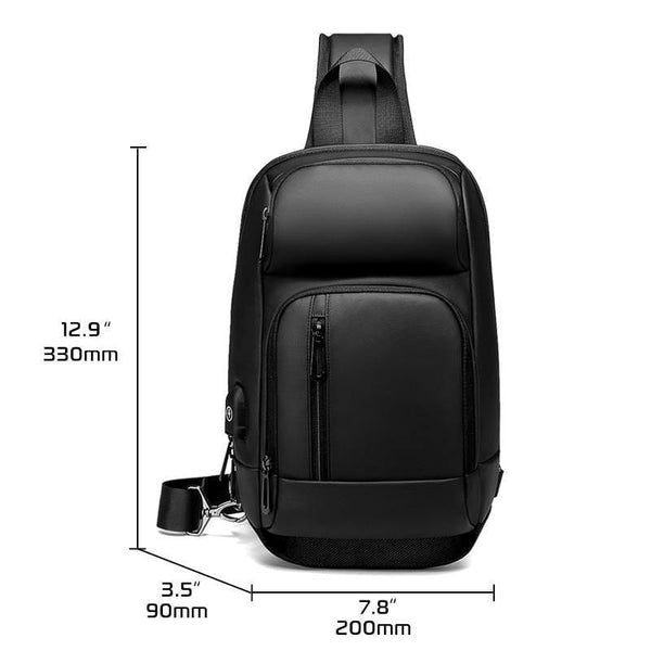Planet Gates Black Chest Packs Men USB Charging Casual Shoulder Crossbody Bags Water Repellent Travel Messenger Bag Male n1820