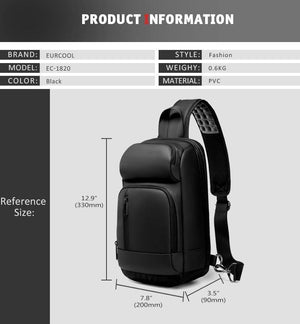 Planet Gates Black Chest Packs Men USB Charging Casual Shoulder Crossbody Bags Water Repellent Travel Messenger Bag Male n1820