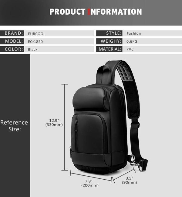 Planet Gates Black Chest Packs Men USB Charging Casual Shoulder Crossbody Bags Water Repellent Travel Messenger Bag Male n1820