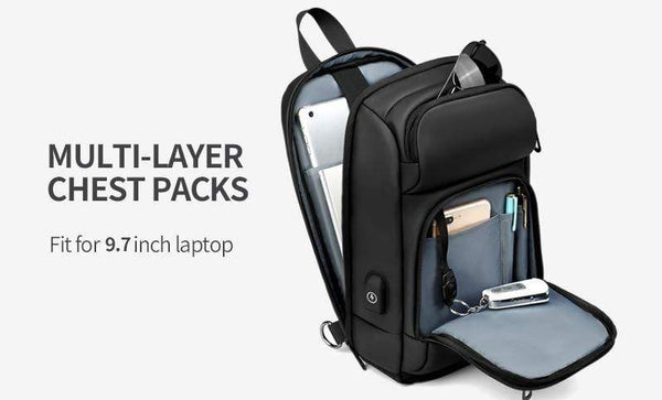 Planet Gates Black Chest Packs Men USB Charging Casual Shoulder Crossbody Bags Water Repellent Travel Messenger Bag Male n1820