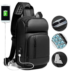 Planet Gates Black Chest Packs Men USB Charging Casual Shoulder Crossbody Bags Water Repellent Travel Messenger Bag Male n1820