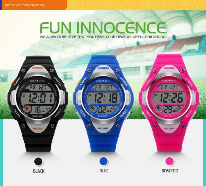 Planet Gates Black Children's Watches Alarm Stopwatch Waterproof Swimming LED Digital Watch For Boy Girls Student Wristwatches