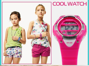 Planet Gates Black Children's Watches Alarm Stopwatch Waterproof Swimming LED Digital Watch For Boy Girls Student Wristwatches