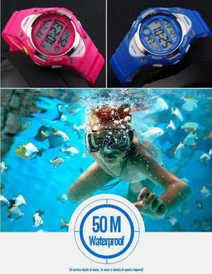 Planet Gates Black Children's Watches Alarm Stopwatch Waterproof Swimming LED Digital Watch For Boy Girls Student Wristwatches