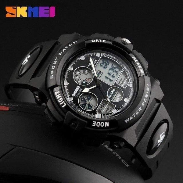 Planet Gates Black Children's Watches Waterproof Multifunction Outdoor Sports Wristwatches For Boy Analog Digital Student Watch Kids LED xfcs