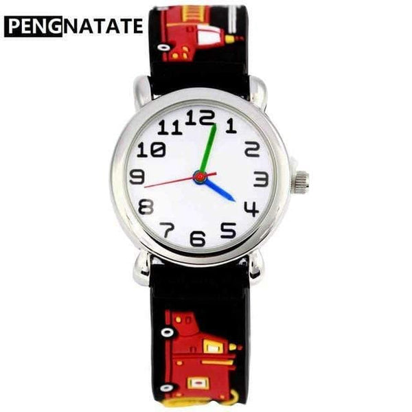 Planet Gates Black Children Watches Hot Sale 3D Cartoon Excavator Silicone Bracelet Wristwatch Fashion Student Kids Watch Boys Gifts