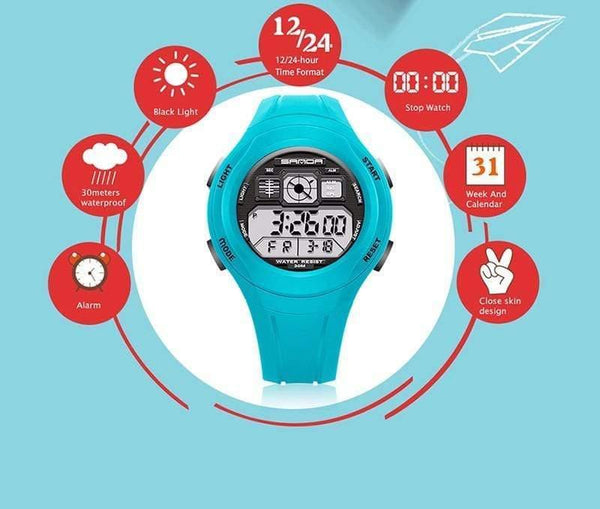 Planet Gates black Children Watches Kids Watches Sports Cartoon Casual Digital Watch Boys Girl LED Smart Multifunction Wristwatches