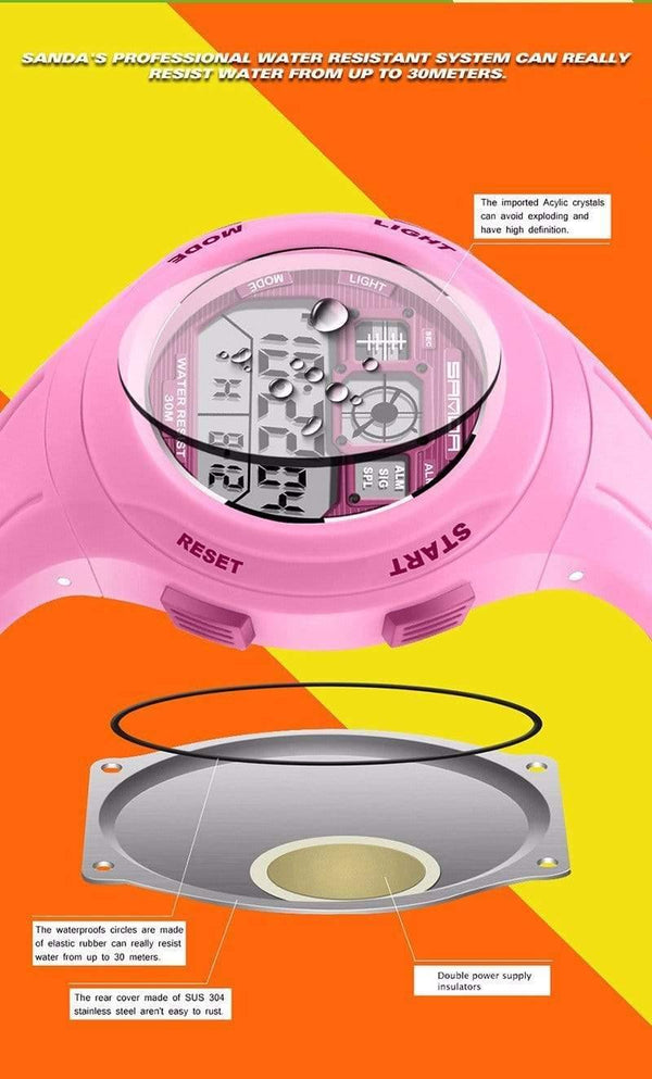 Planet Gates black Children Watches Kids Watches Sports Cartoon Casual Digital Watch Boys Girl LED Smart Multifunction Wristwatches