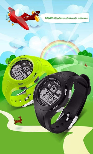 Planet Gates black Children Watches Kids Watches Sports Cartoon Casual Digital Watch Boys Girl LED Smart Multifunction Wristwatches