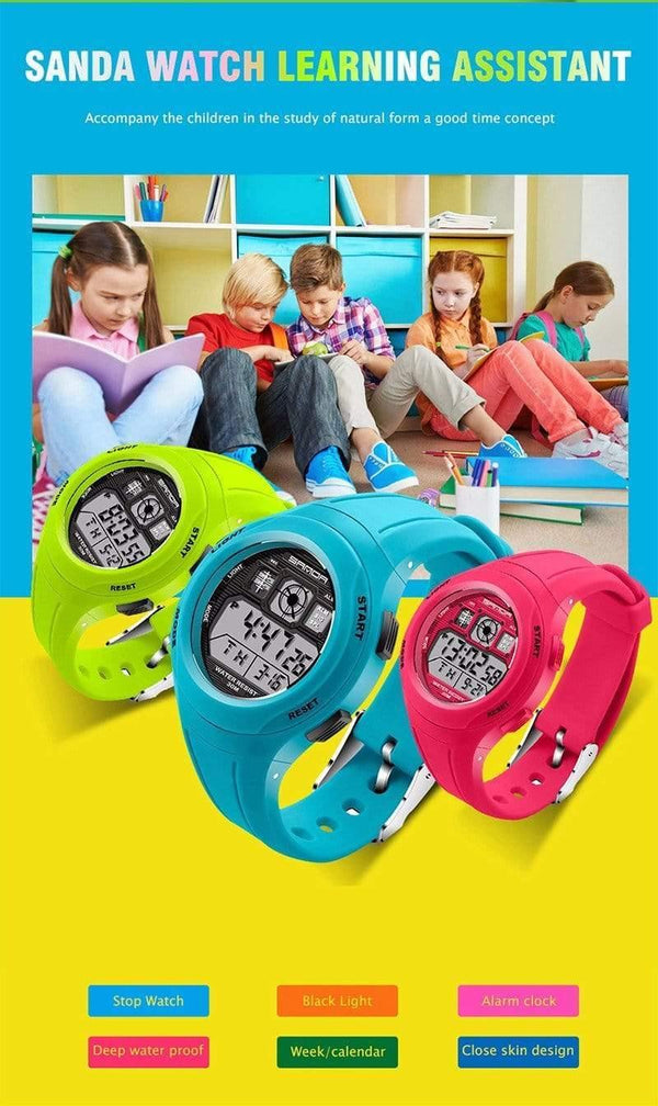 Planet Gates black Children Watches Kids Watches Sports Cartoon Casual Digital Watch Boys Girl LED Smart Multifunction Wristwatches