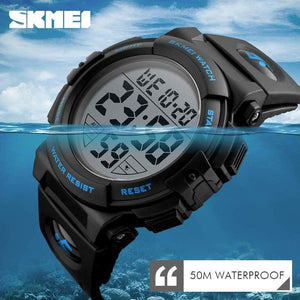Planet Gates Black Children Watches LED Digital Multifunctional Waterproof Wristwatches Outdoor Sports Watches for Kids Boy Girls