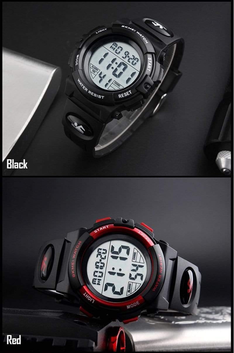 Planet Gates Black Children Watches LED Digital Multifunctional Waterproof Wristwatches Outdoor Sports Watches for Kids Boy Girls