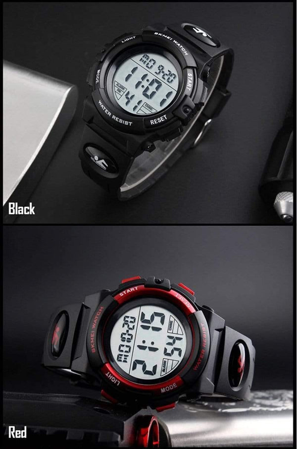 Planet Gates Black Children Watches LED Digital Multifunctional Waterproof Wristwatches Outdoor Sports Watches for Kids Boy Girls