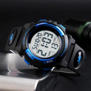 Planet Gates Black Children Watches LED Digital Multifunctional Waterproof Wristwatches Outdoor Sports Watches for Kids Boy Girls