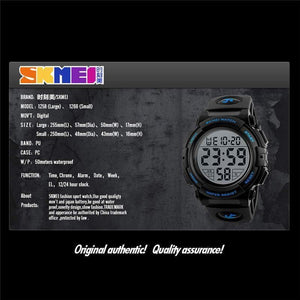 Planet Gates black Children Watches LED Digital Multifunctional Waterproof Wristwatches Outdoor Sports Watches for Kids Boy Girls Swim