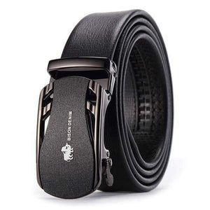 Planet Gates Black / China / 110cm Belts For Men Genuine Leather Cowskin Black Belt Automatic Buckle High Quality Business Male Men's Belts