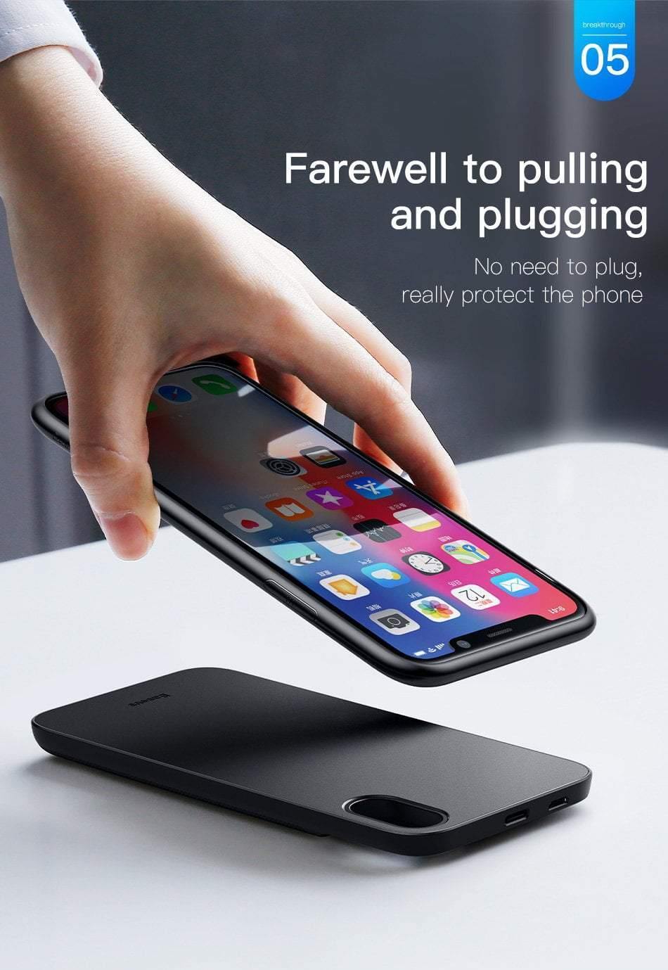 Planet Gates Black / China Baseus Wireless Charger Power Bank For iPhone X Battery Case Wireless Charing Powerbank For iPhone X Charger Case