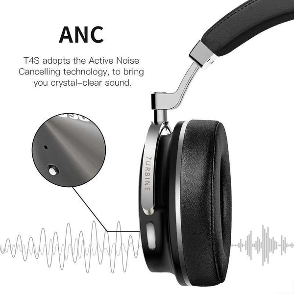 Planet Gates Black / China Bluedio T4S Active Noise Cancelling Wireless Bluetooth Headphones wireless Headset with microphone for phones