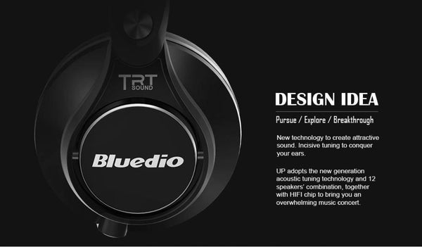 Planet Gates black / China Bluedio UFO PLUS High-End Wireless Bluetooth headphones PPS12 drivers  Headband with microphone for phones