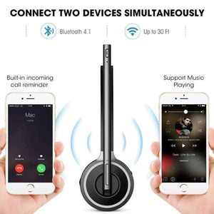 Planet Gates Black / China Bluetooth 4.1 Headset Wireless Over-Head Noise Canceling Headphones With Crystal Clear Microphone For Trucker/Driver