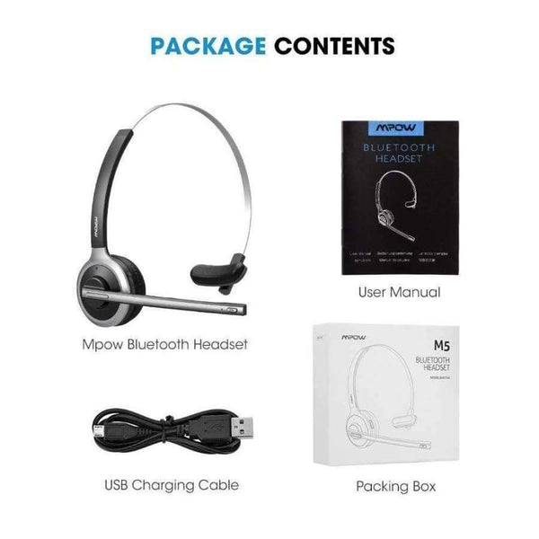 Planet Gates Black / China Bluetooth 4.1 Headset Wireless Over-Head Noise Canceling Headphones With Crystal Clear Microphone For Trucker/Driver