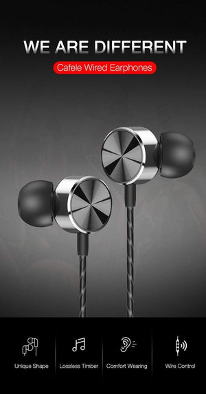Planet Gates Black / China CAFELE Professional In-Ear Wired Earphone High fidelity Sound Quality Metal Heavy Bass Music Wired Earphone for phone