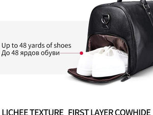 Planet Gates black / China Fashion extra large weekend duffel bag big genuine leather business men's travel bag popular design duffle handbag