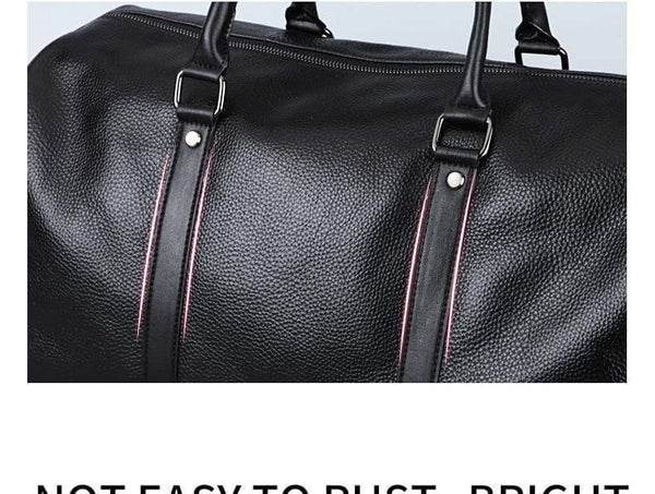 Planet Gates black / China Fashion extra large weekend duffel bag big genuine leather business men's travel bag popular design duffle handbag