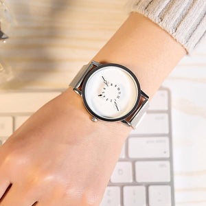 Planet Gates Black / China Fashion New Design Watches Men Women Quartz Clock Stainless Steel Mesh Creative Watch Popular Black White Lovers' Wristwatch