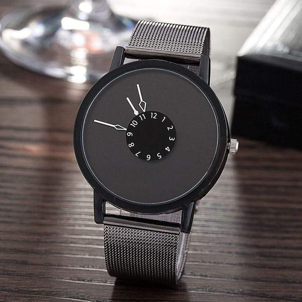 Planet Gates Black / China Fashion New Design Watches Men Women Quartz Clock Stainless Steel Mesh Creative Watch Popular Black White Lovers' Wristwatch