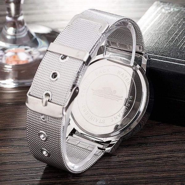 Planet Gates Black / China Fashion New Design Watches Men Women Quartz Clock Stainless Steel Mesh Creative Watch Popular Black White Lovers' Wristwatch