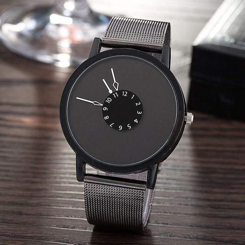 Planet Gates Black / China Fashion New Design Watches Men Women Quartz Clock Stainless Steel Mesh Creative Watch Popular Black White Lovers' Wristwatch