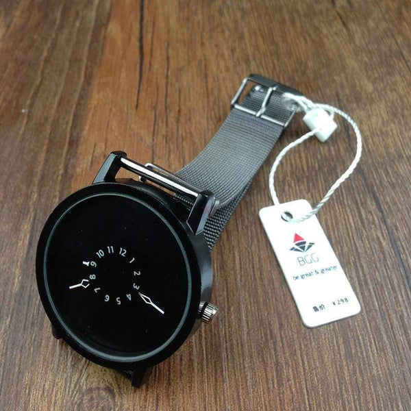 Planet Gates Black / China Fashion New Design Watches Men Women Quartz Clock Stainless Steel Mesh Creative Watch Popular Black White Lovers' Wristwatch