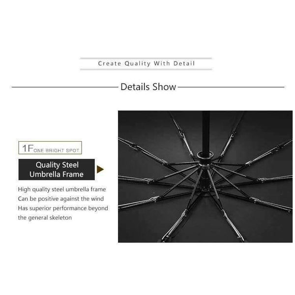 Planet Gates black / China Folding Automatic Umbrella Rain Women Male Auto Luxury Big Windproof Travel Umbrellas For Men Rain Black Coating