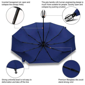 Planet Gates black / China Folding Automatic Umbrella Rain Women Male Auto Luxury Big Windproof Travel Umbrellas For Men Rain Black Coating