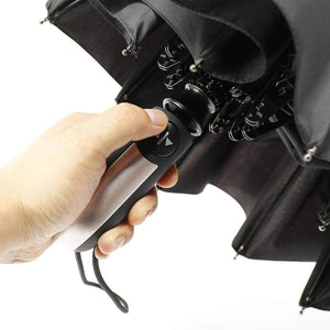 Planet Gates Black / China Fully-automatic Three Folding Male Commercial Compact Large Strong Frame Windproof 10Ribs Gentle Black Umbrellas