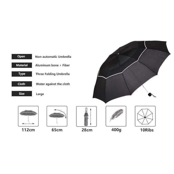 Planet Gates black / China Golf Umbrella Rain Women Windproof 3Floding Large Male Women Umbrella Non-Automatic Business Umbrella For Men Paraguas