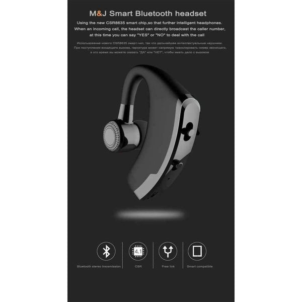 Planet Gates Black / China Handsfree Business Wireless Bluetooth Headset With Mic Voice Control Headphone For Drive Connect With 2 Phone